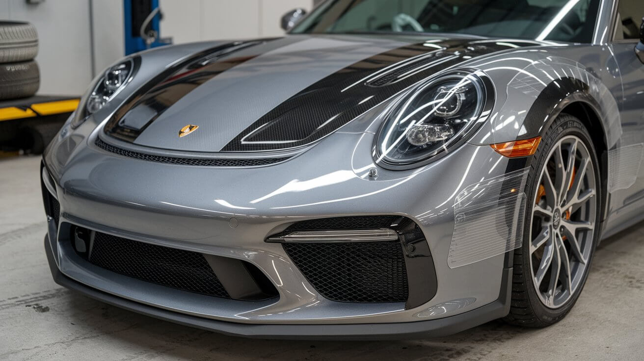 Paint marks visible on a car before protective film