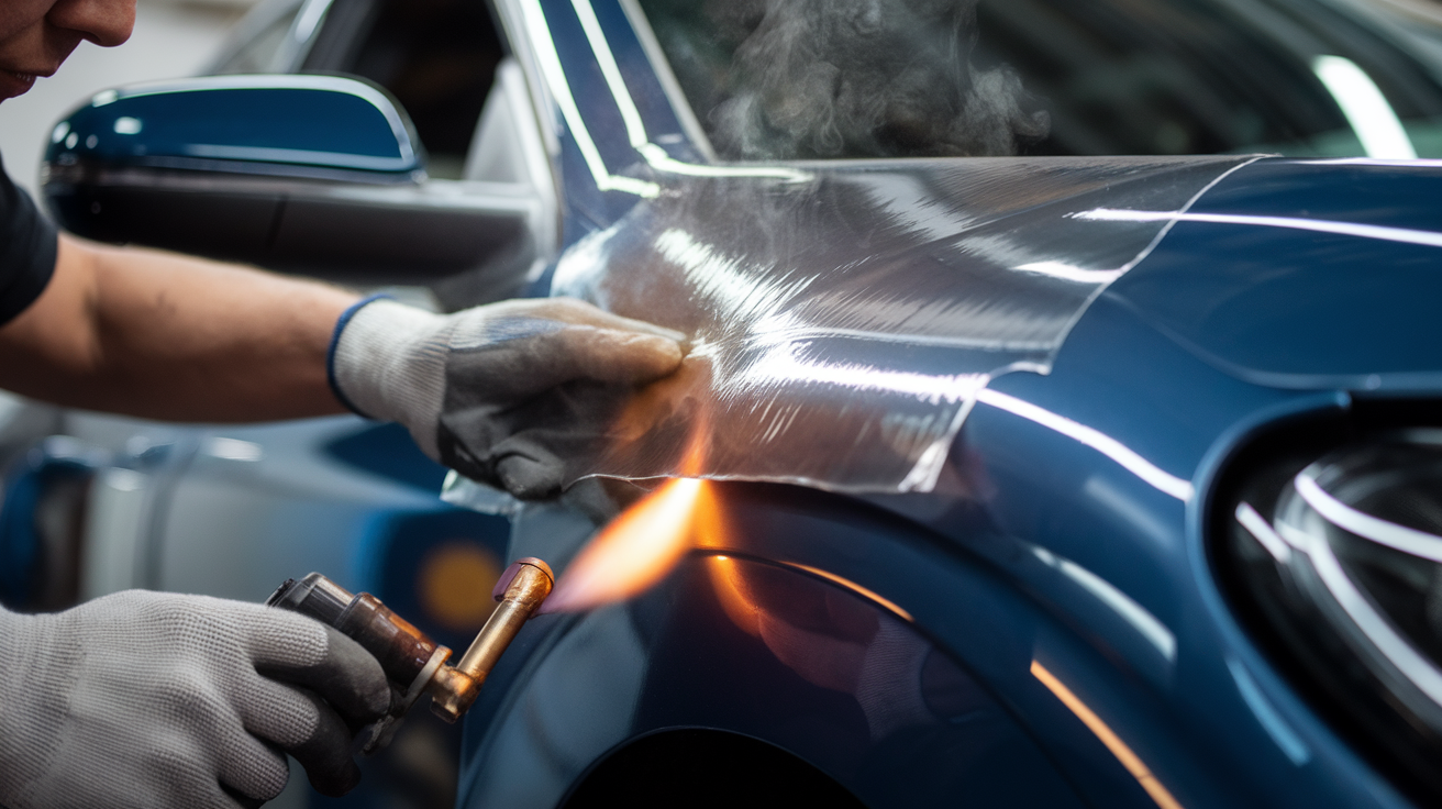 applying heat to car wrap