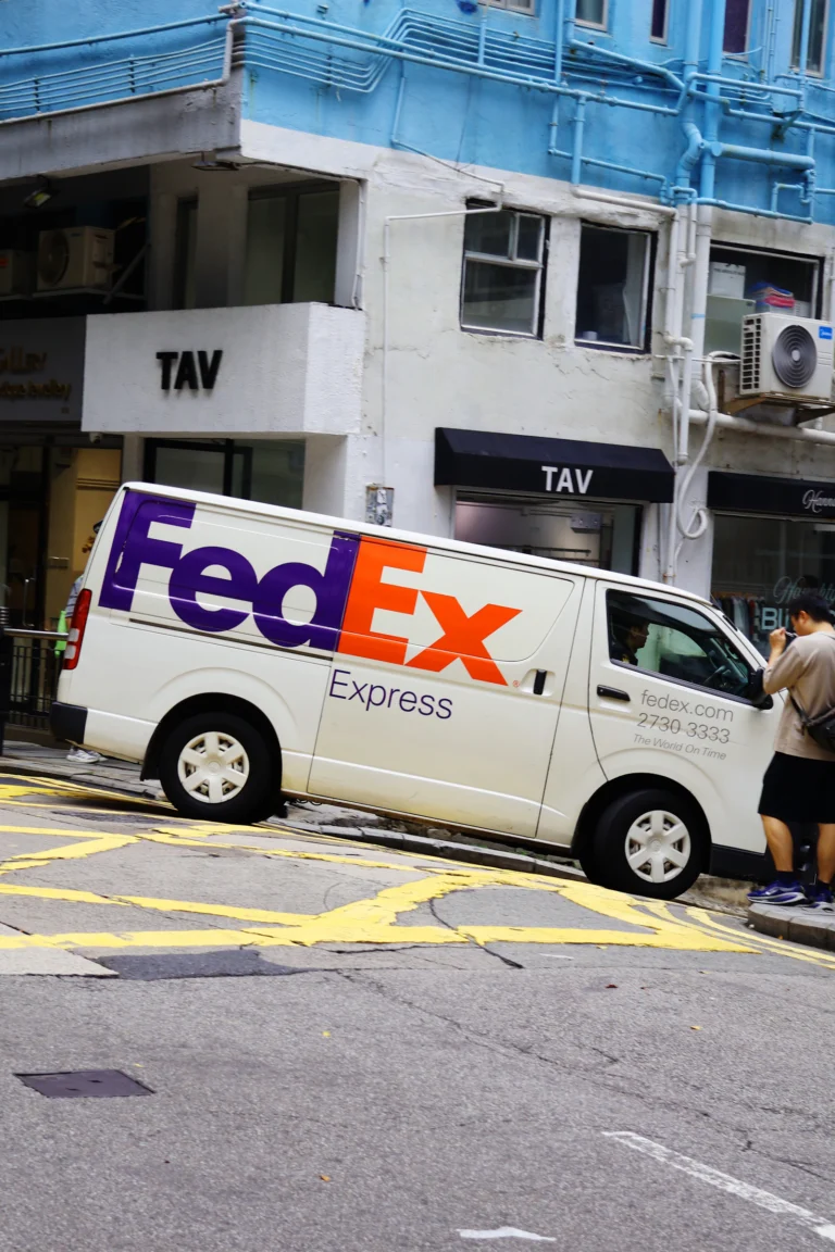 Branded courier van with large side lettering