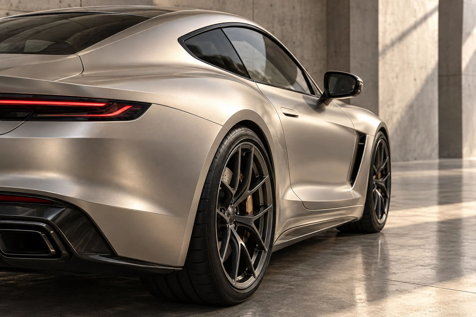 Champagne silver coupe showing a satin body finish